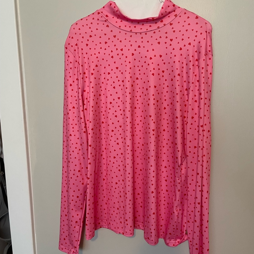 Pink & Red Heart Mock Turtleneck